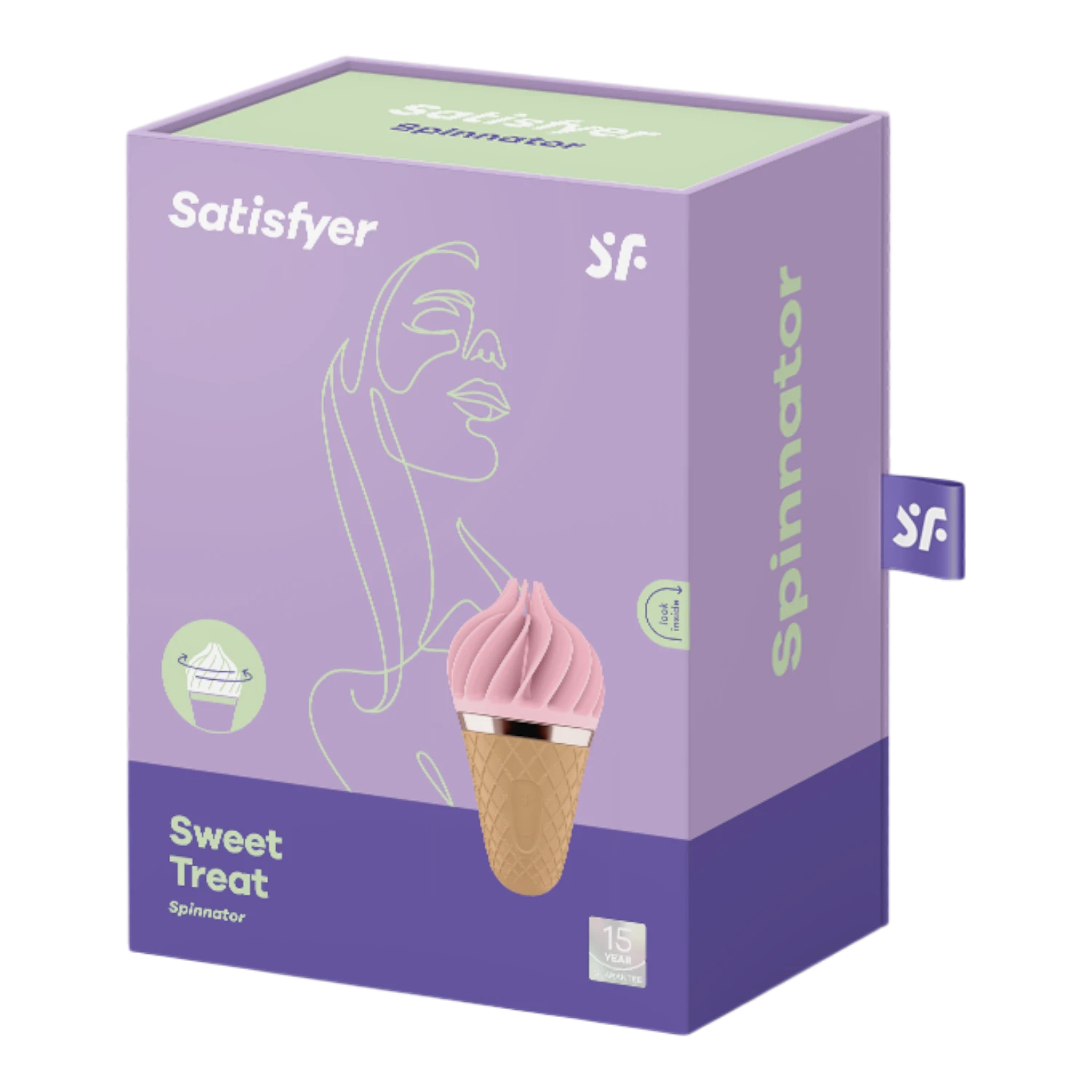 Stimulateur clitoridien Sweet Treat rose Satisfyer en forme de cornet de glace avec emballage violet - Oh My God'Z