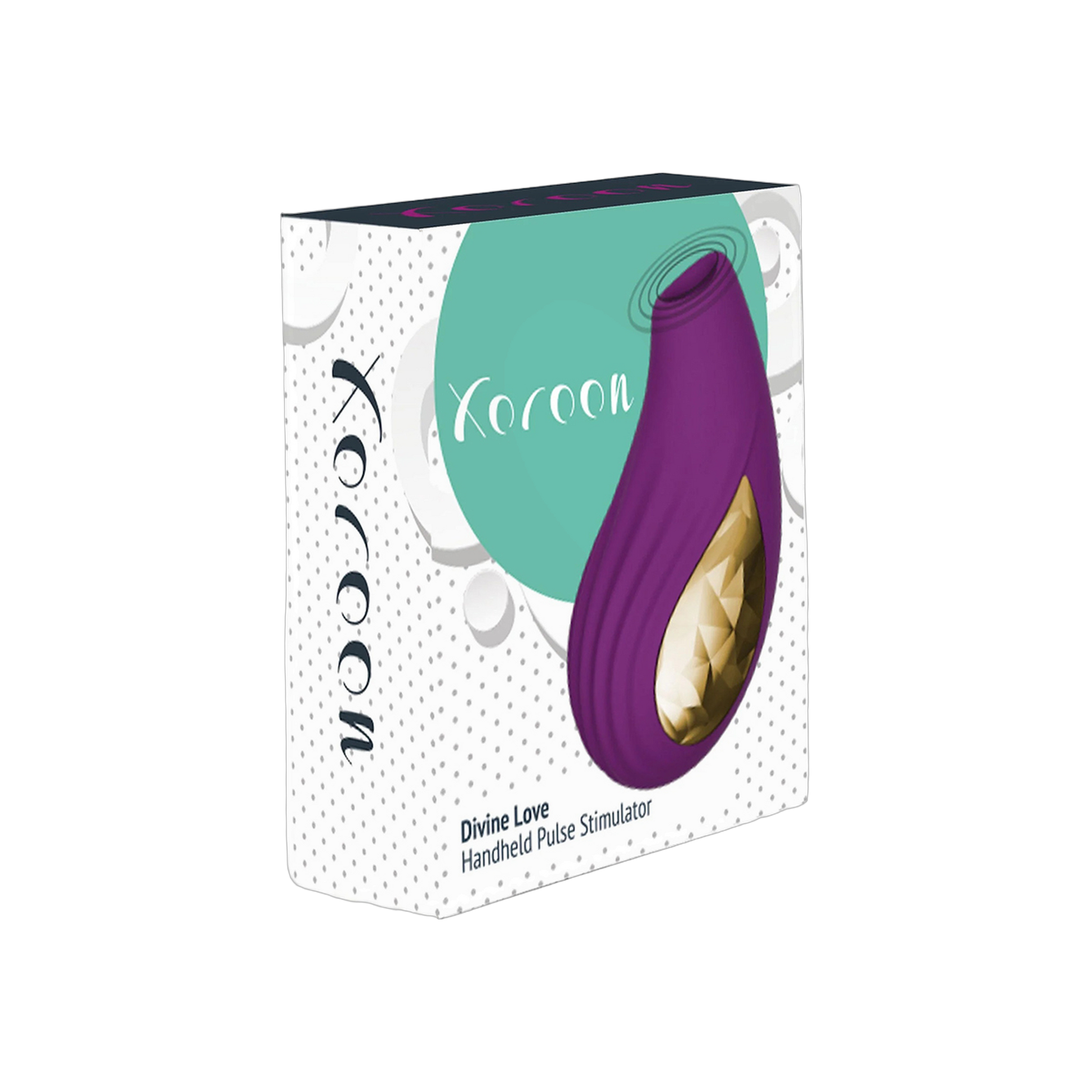 Packaging du stimulateur clitoridien Divine Love XOCOON dans son écrin blanc et turquoise - Oh My God'Z