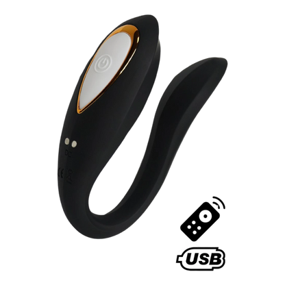 Stimulateur pour couple Osmose noir en silicone, forme en C, avec télécommande sans fil et chargement USB - Oh My God'Z