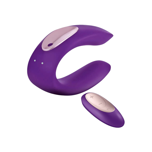 Stimulateur de couple Satisfyer violet et rose avec télécommande, deux moteurs puissants en silicone - Oh My God'Z