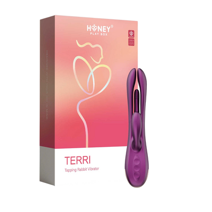 Vibrateur rabbit mauve Terri avec boitier rose degrade de la marque Honey Play Box - Oh My God'Z