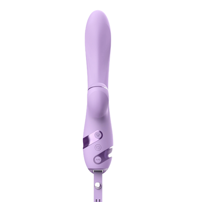 Vue de face du vibro rabbit DIK Purple Sucker violet avec ses trois boutons de reglage des modes - Oh My God'Z