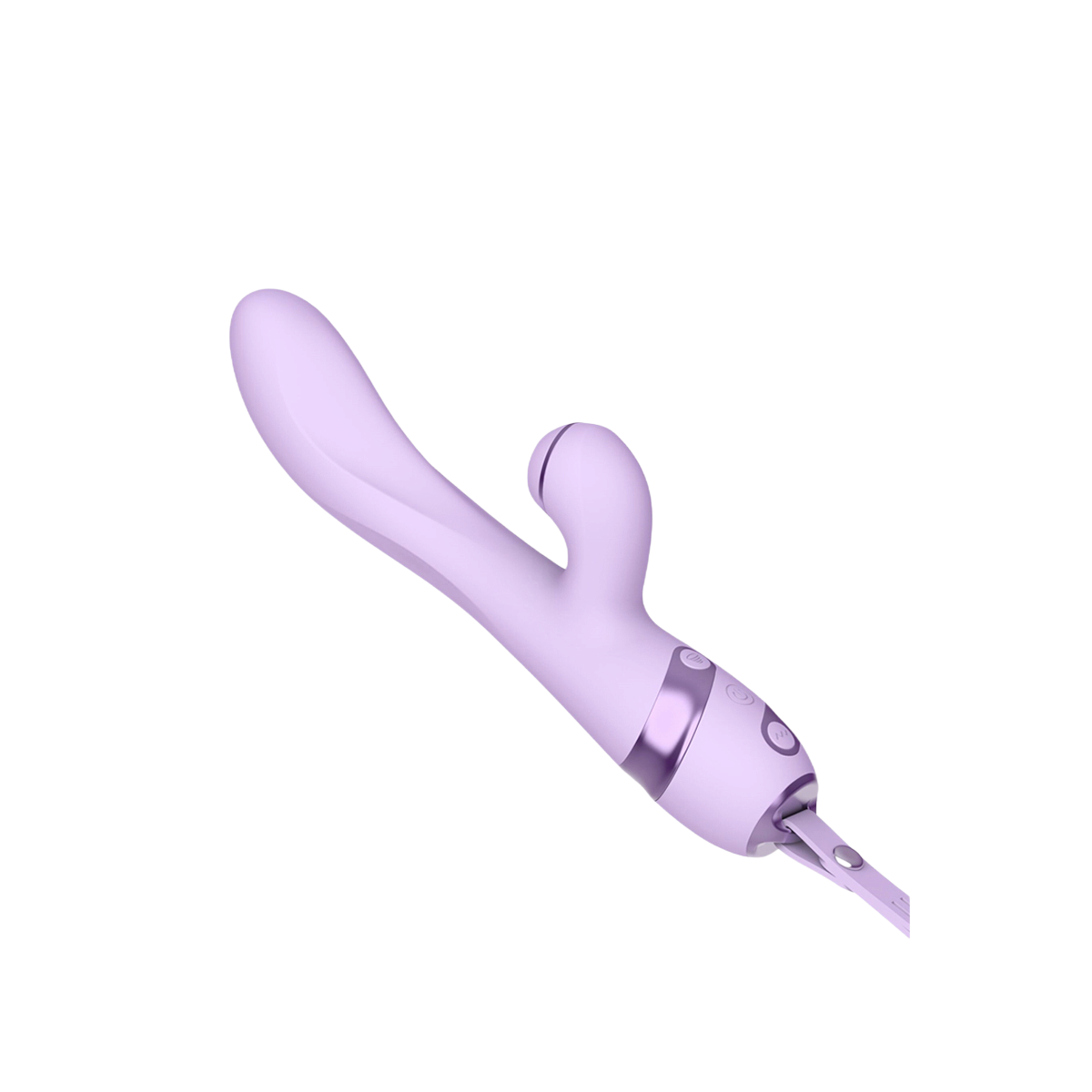 Vibromasseur rabbit violet DIK en silicone doux, boutons de commande et cable USB magnetique visible - Oh My God'Z