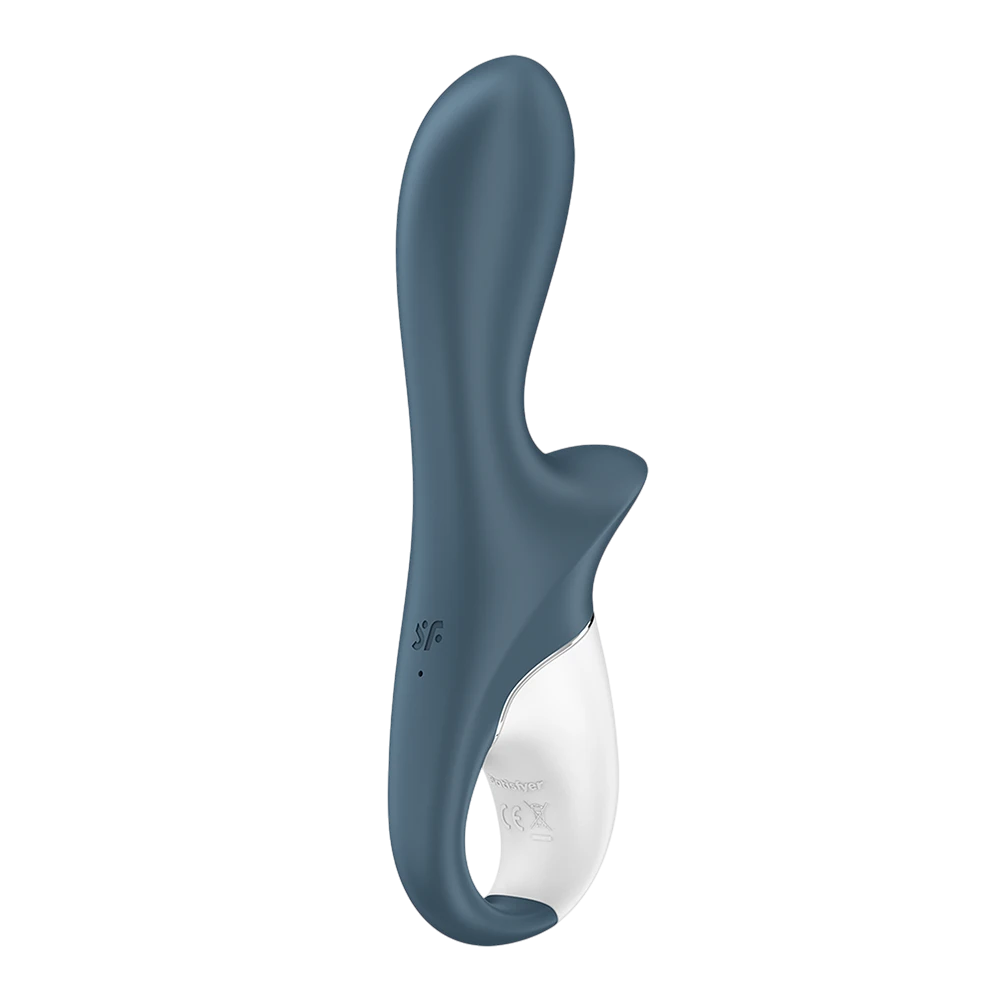 Vue profil vibromasseur anal Air Pump Booty 2 gris et blanc, forme ergonomique avec base élargie - Oh My God'Z