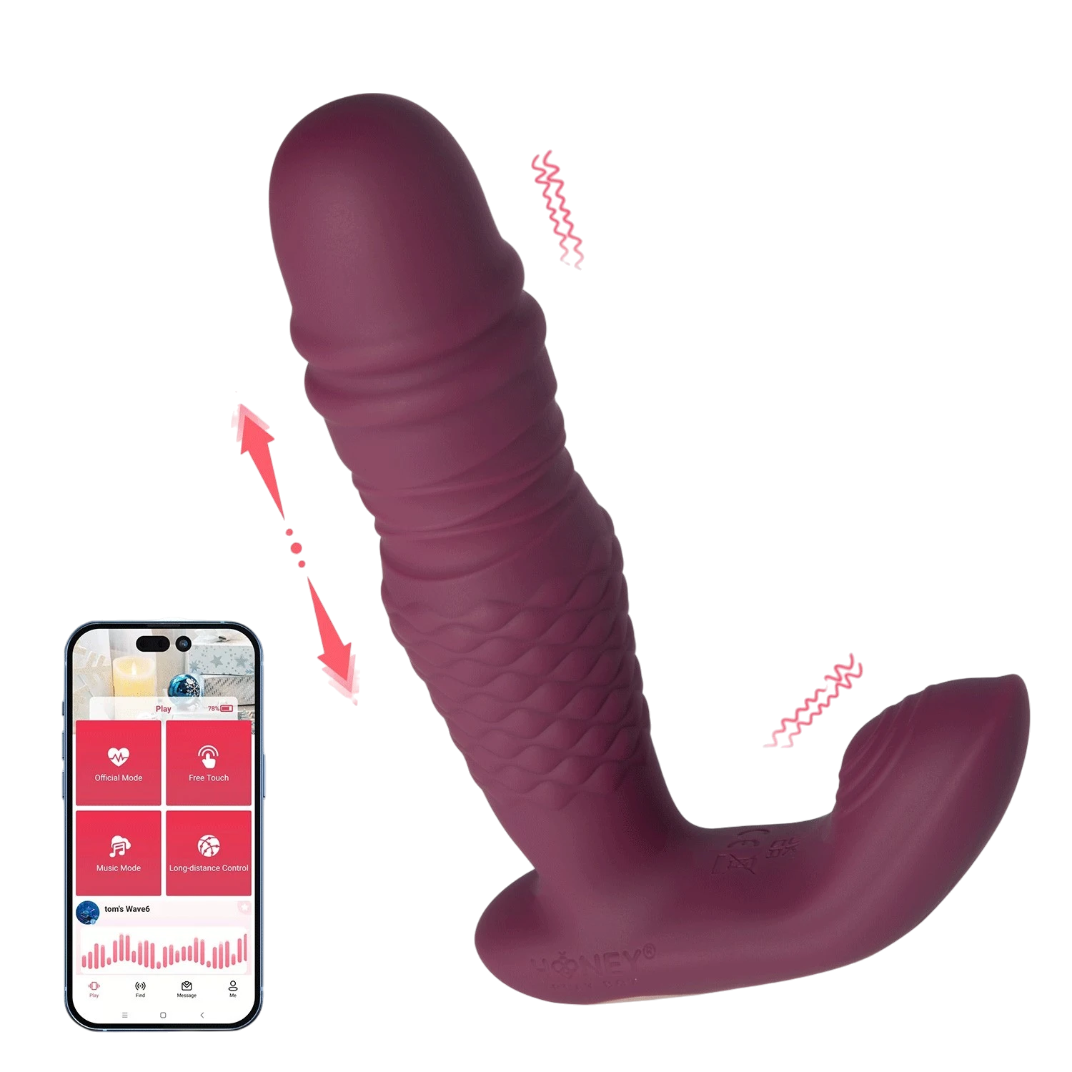 Fonctions vibrateur Ryder avec smartphone: va-et-vient, vibrations, contrôle par application HoneyPlayBox - Oh My God'Z