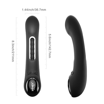 Dimensions du vibromasseur Tempo noir : 211 mm de long et 36,7 mm de large en silicone - Oh My God'Z