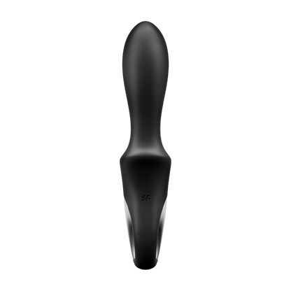 Vibromasseur Satisfyer Heat Climax noir en silicone doux vu de face, tige courbee et base large - Oh My God'Z