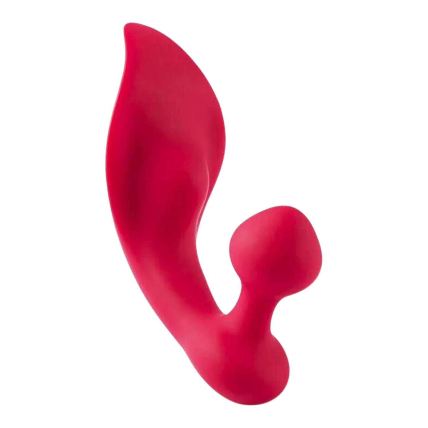 Vibromasseur double stimulation Lamia rose en silicone, vue de face sur fond blanc - Oh My God'Z