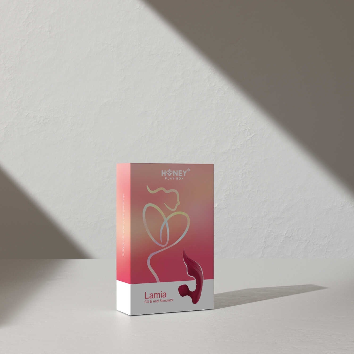 Boîte d'emballage Honey Play Box du vibromasseur Lamia rose dégradé, vue de face - Oh My God'Z