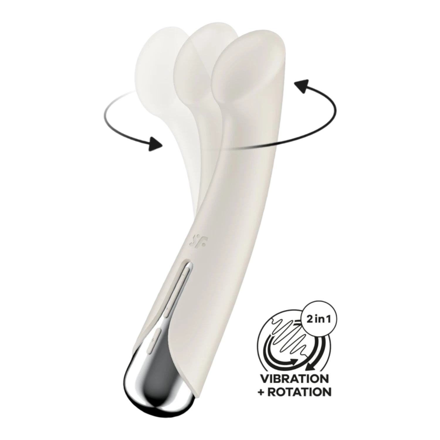 Vibromasseur point G tête rotative blanc et argent avec fonction 2 en 1 vibration et rotation - Oh My God'Z