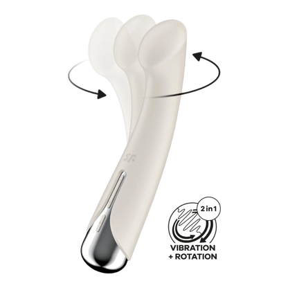 Vibromasseur point G tête rotative blanc et argent avec fonction 2 en 1 vibration et rotation - Oh My God'Z