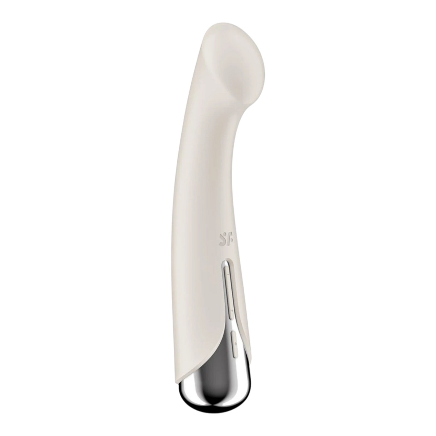Profil du vibromasseur point G tête rotative blanc avec courbure ergonomique et finition chromée - Oh My God'Z