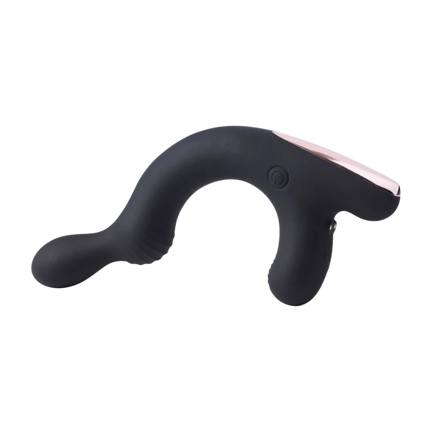 Stimulateur prostate et périnée Rocky noir forme ergonomique C vue en U base rose - Oh My God'Z