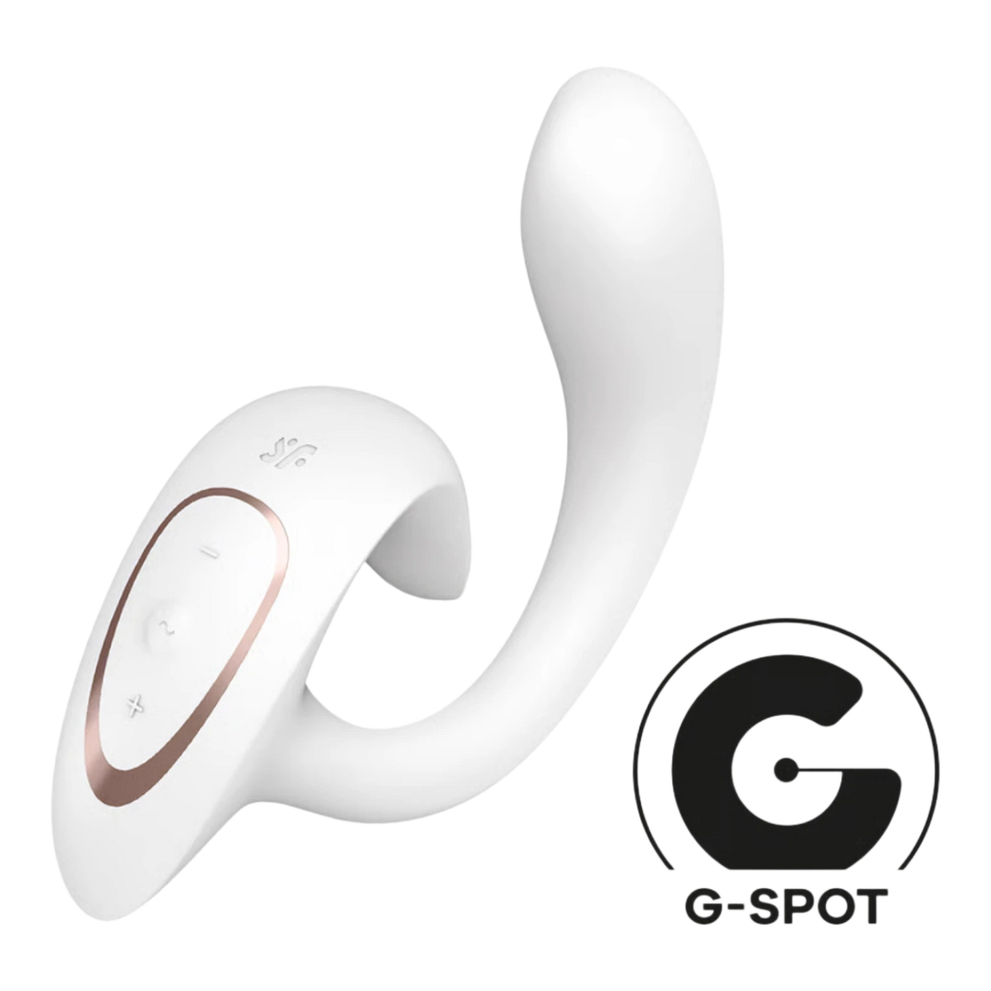 Vibromasseur rabbit blanc avec télécommande et logo G-spot, silicone doux et design ergonomique - Oh My God'Z