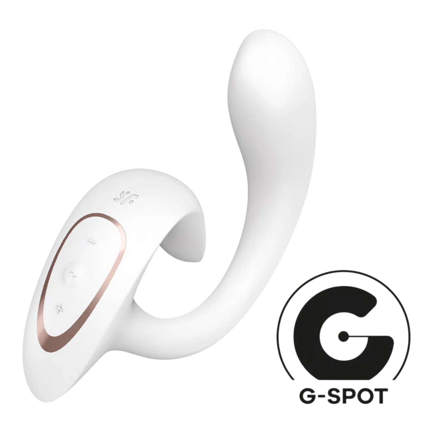 Vibromasseur rabbit blanc avec télécommande et logo G-spot, silicone doux et design ergonomique - Oh My God'Z