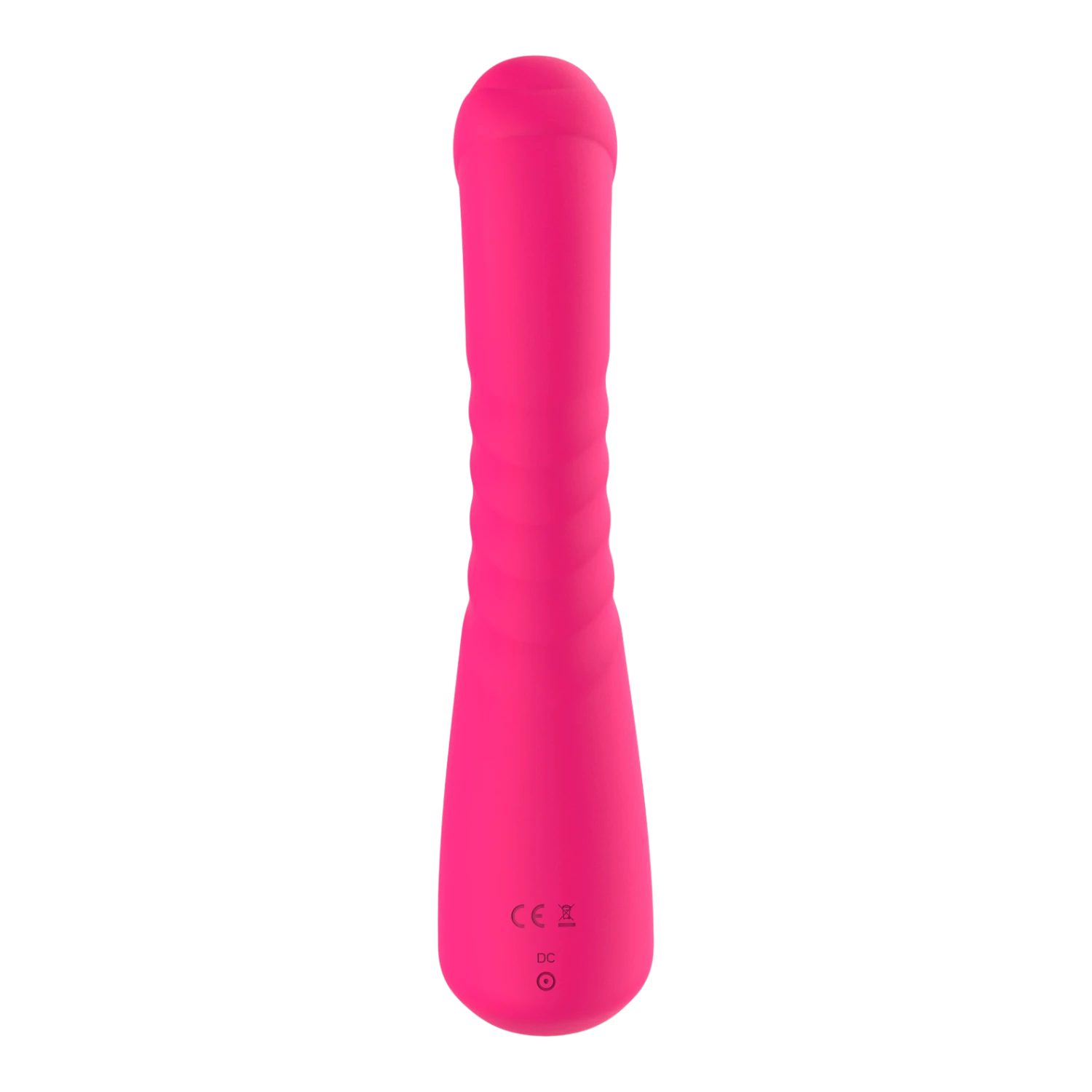 Vibromasseur rabbit rose vue arrière, texture lisse en silicone avec marquage CE et port de charge - Oh My God'Z