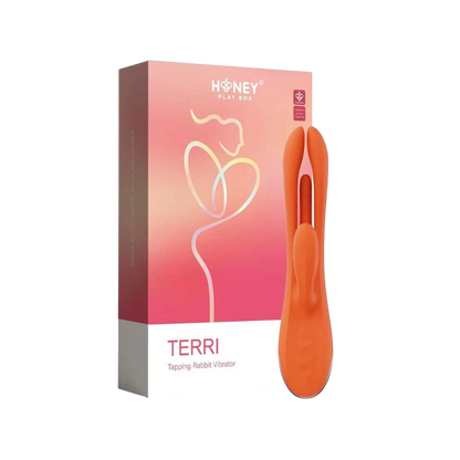 Vibromasseur rabbit Terri orange avec boîtier gradient rose, contrôle par application - Oh My God'Z