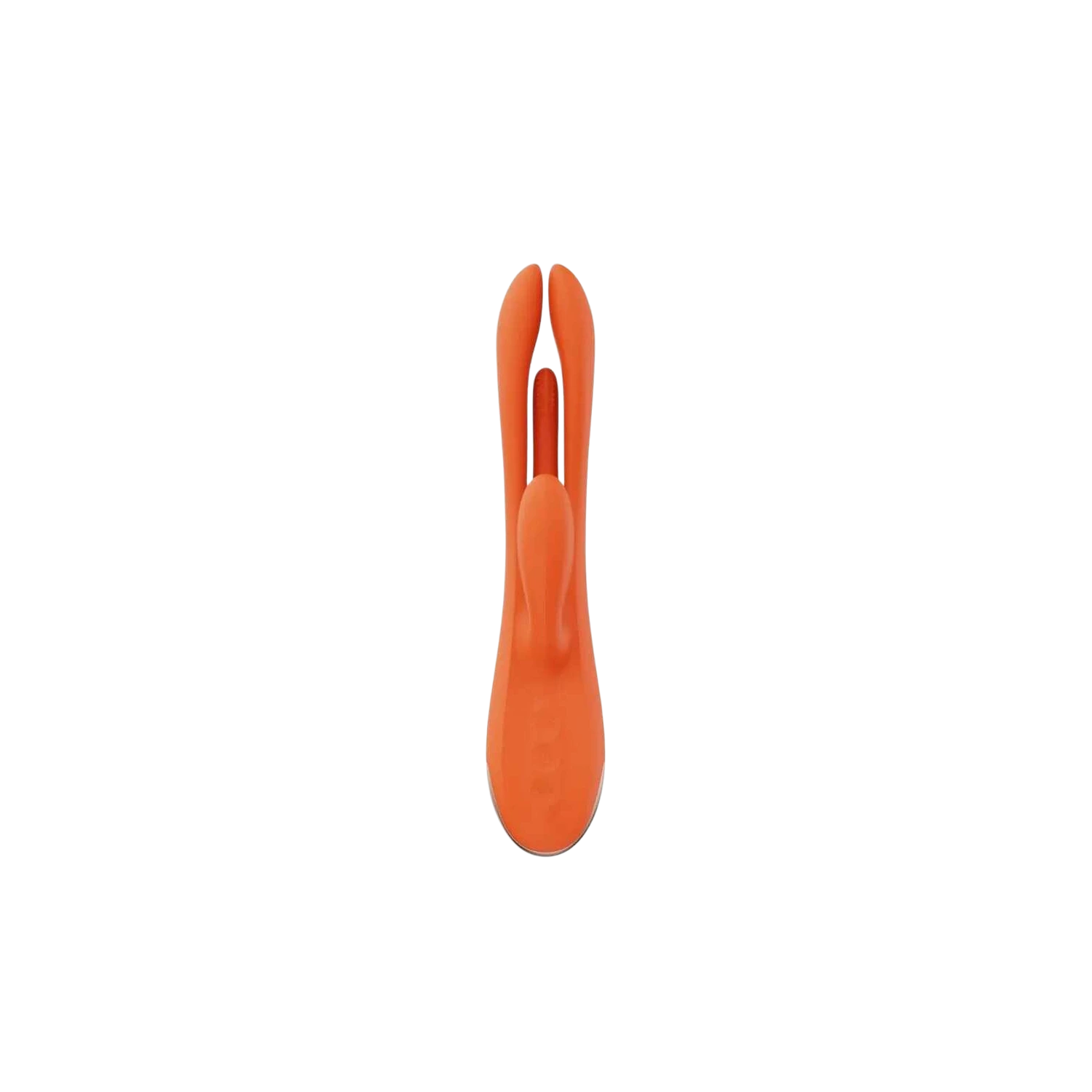 Vue de face du vibromasseur rabbit Terri orange avec double tête et design ergonomique - Oh My God'Z