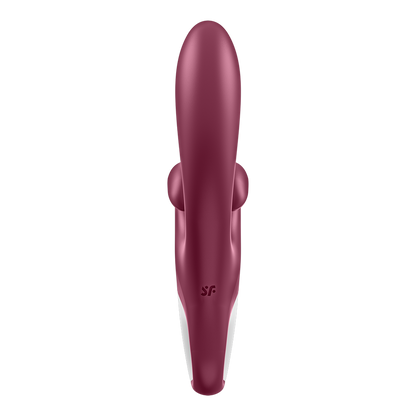 Vue de face du vibromasseur rabbit Touch Me Satisfyer montrant la tige interne et les deux bras stimulateurs - Oh My God'Z