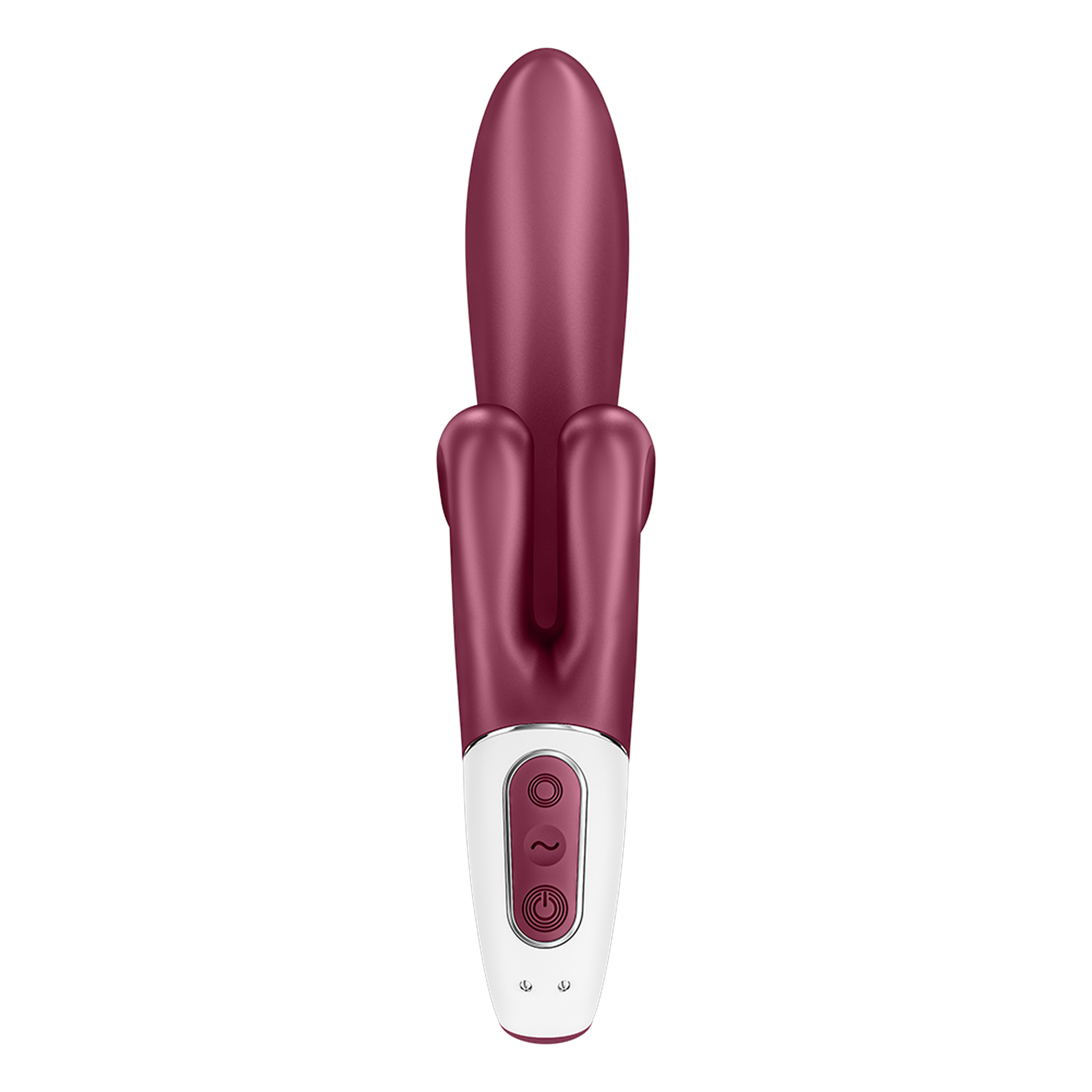 Commandes du vibromasseur rabbit Touch Me Satisfyer : trois boutons sur base blanche - Oh My God'Z