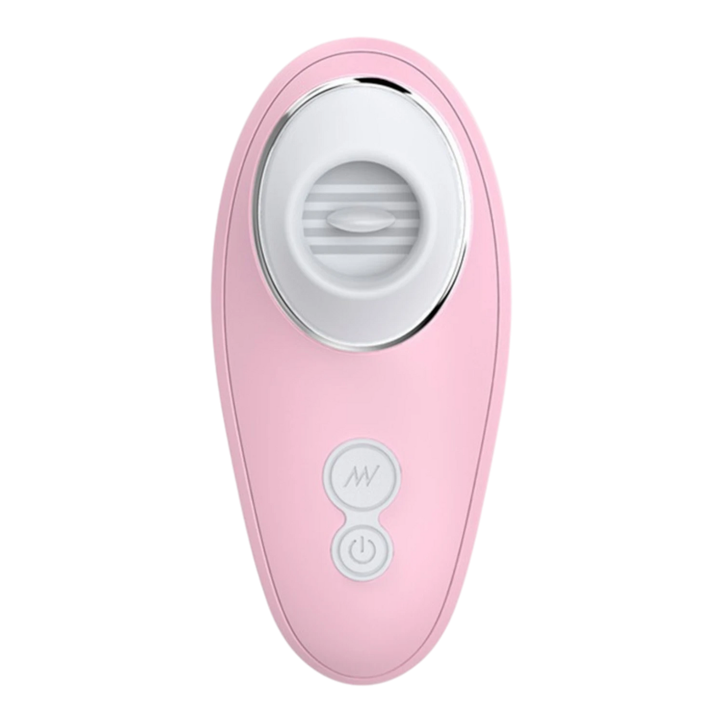 Vue de face du stimulateur rose à langue vibrante avec deux boutons de controle en silicone - Oh My God'Z