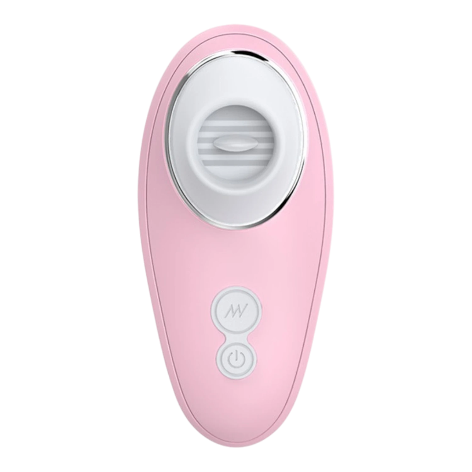 Vue de face du stimulateur rose à langue vibrante avec deux boutons de controle en silicone - Oh My God'Z
