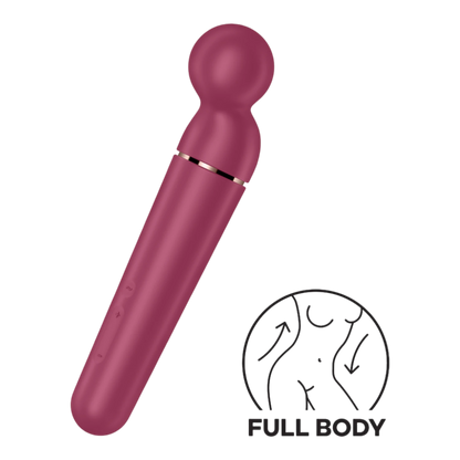 Vibromasseur wand rouge en silicone avec tête de massage ronde et corps cylindrique - Oh My God'Z