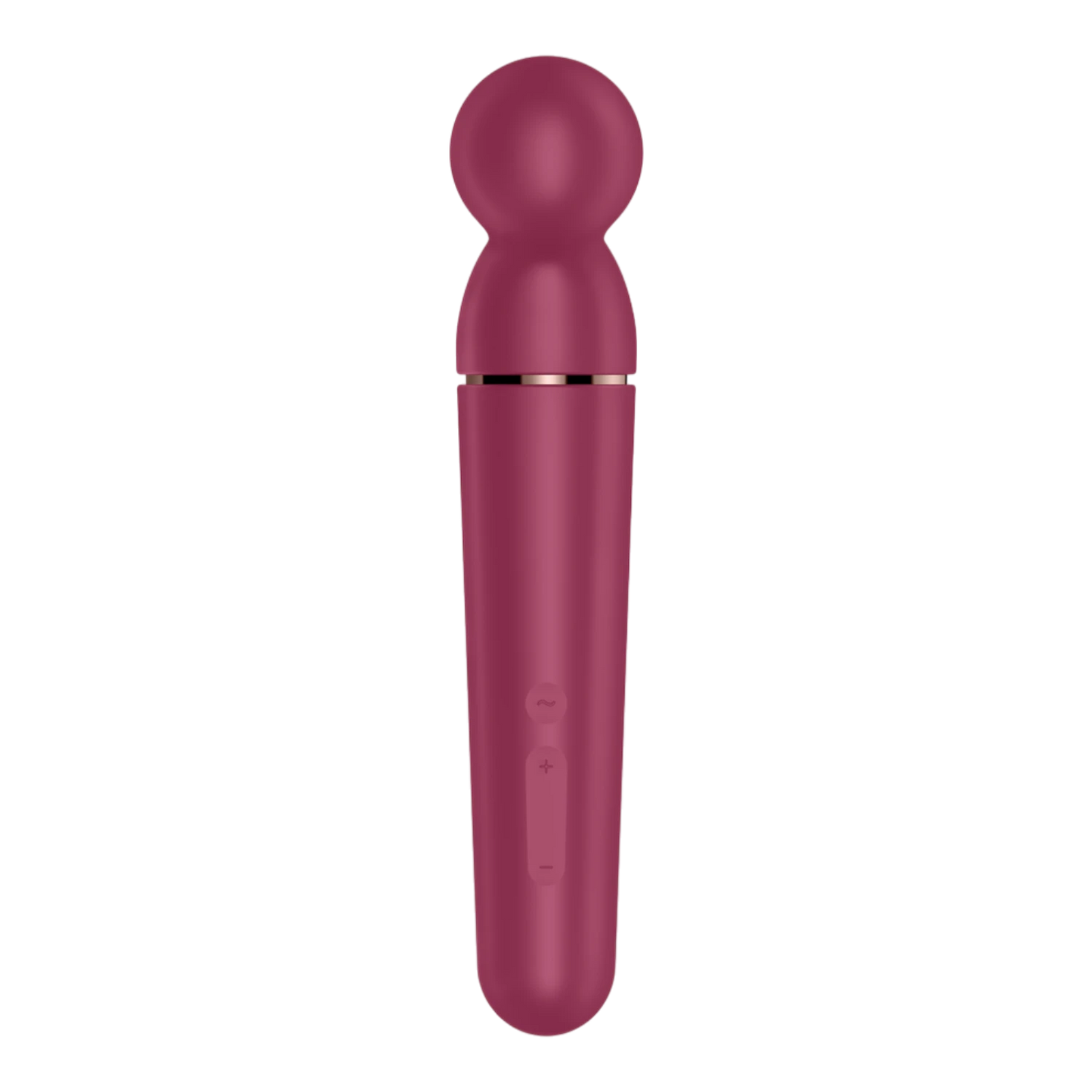 Vue face avant du wand rouge avec boutons de contrôle tactiles intégrés au corps en silicone - Oh My God'Z