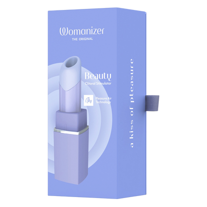 Boite bleue du Womanizer Beauty violet, stimulateur clitoridien Pleasure Air, emballage de la marque - Oh My God'Z